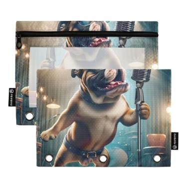 Imagem de GAIGEO Bolsinha de lápis engraçada com 3 anéis para fichário com zíper, fichário transparente, bolsos transparentes para estudantes, 25 x 18 cm, 2 pacotes