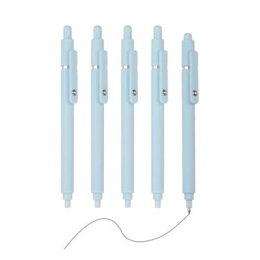 Imagem de PATIKIL Pacote com 5 canetas retráteis de 0,5 mm, canetas esferográficas retráteis, ponta fina, escrita suave, fofa, para escritório, casa, caderno, diário, azul escuro