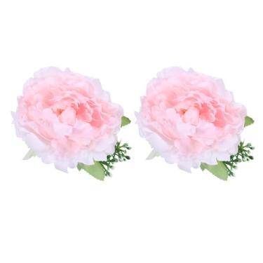 Imagem de PATIKIL Laços de cortina de flores, 2 peças de peônia artificial floral decorativo suporte de cortina com clipe de cortina de flores laços nas costas para casa, escritório, quarto, janela, tratamento