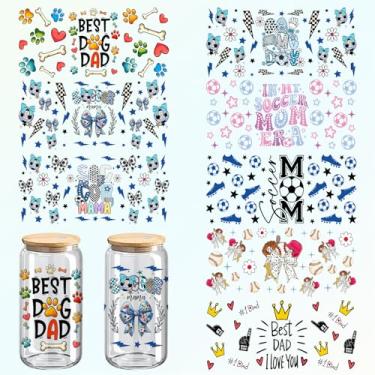 Imagem de Adesivos para copos DTF com tema de beisebol, design de beisebol UV pacote com 8 para copos de 473 ml, artesanato em vidro e madeira, 28 x 5 polegadas (265)