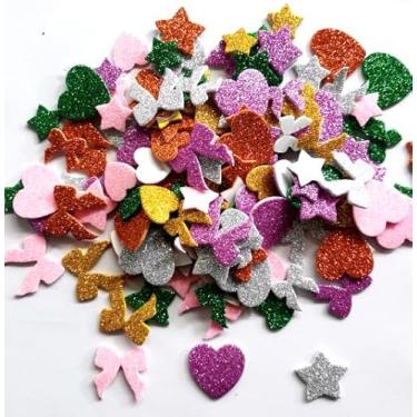 Imagem de 300 peças de adesivos coloridos de espuma de glitter, adesivos autoadesivos em forma de gravata borboleta de estrelas para artes artesanais suprimentos DIY cartões de felicitações envelopes decoração