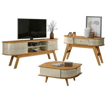 Imagem de Rack Bancada Valência e Aparador Estoril com Mesa de Centro Indianápol