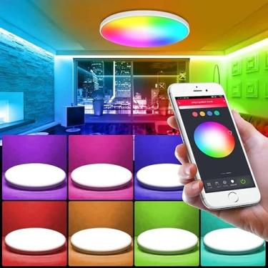 Imagem de Plafon Led Casa Inteligente RGB Smart Wi-fi Painel Embutir Sobrepor AP