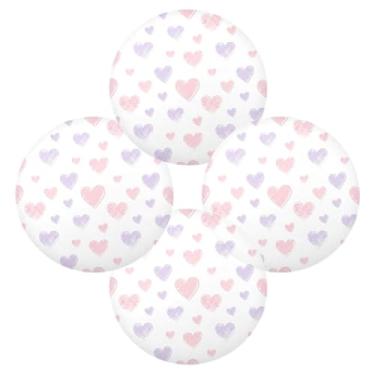 Imagem de Wassud Jogo americano conjunto de 4 tapetes redondos com corações de lavanda para cozinha e jantar, tapetes laváveis e resistentes ao calor, decoração de mesa 39 cm