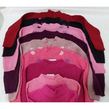 Imagem de Kit C/ 3 Básica De Lã Blusa Menina Inverno Infantil Bebê 932 - Blue Ma
