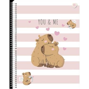 Imagem de Caderno Universitário Espiral Capivara, 10 Matérias, 160 Folhas Pautadas, Capa Dura, 27,5x20x1,5cm, com Adesivos e Manual Libras