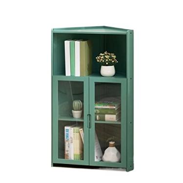 Imagem de pcagfaajmh Estante de canto para livros, 3 níveis, armário de exibição, organizador de armazenamento, unidade de armazenamento, escritório, quarto, sala de estar, móveis, estantes de livros