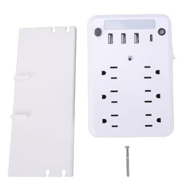 Imagem de Jectse Extensor de Tomada de Parede, 6 Tomadas CA, 4 Portas USB Com Prateleira, Protetor contra Surtos de Luz Noturna, para Dormitório de Escritório Doméstico