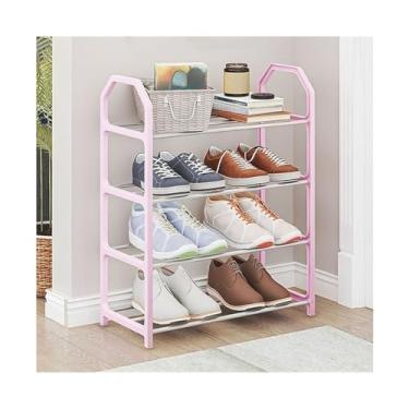 Imagem de Sapateira, prateleira organizadora de 4 níveis com estrutura de tubos de aço, organizador de sapatos compacto independente para armário, entrada, corredor, prateleira de torre de sapatos