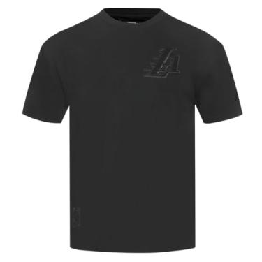 Imagem de Lakers LA Neutral Camiseta masculina de ombro caído em preto por Pro Standard, Preto, Small