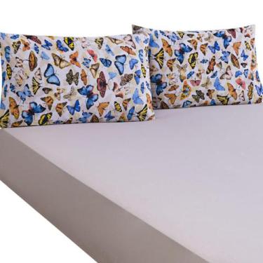 Imagem de Jogo de Lençol Casal Queen Malha 100% Algodão 03 Peças Com Elástico Bo