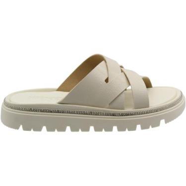 Imagem de Tamanco Plataforma Slide Moleca Tiras Cruzadas Feminino, 38, Branco