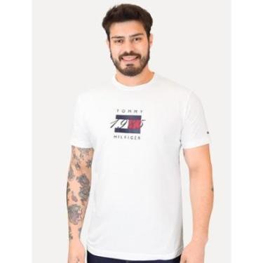 Imagem de Camiseta Tommy Hilfiger Masculina Linear Flag Graphic Branca-Masculino