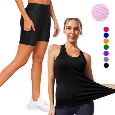 Imagem de Camiseta REGATA DRY Tecido Furadinho + SHORT LEG Legging COM BOLSOS Conjunto Fitness 634-Feminino