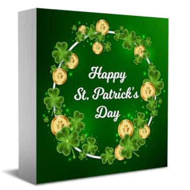 Imagem de St. Patricks Day Decor Have Yourself A MERRY St. Patrick's Day, placa de caixa, para decoração de mesa de mesa de escritório em casa, decoração de primavera, 12 x 12 cm, ornamento-10