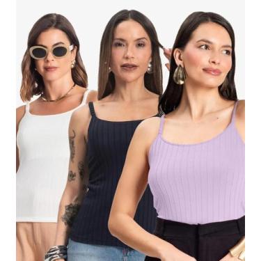 Imagem de Kit 3 Blusas Femininas De Alça Select Sortidas, M, Sortido