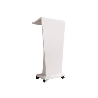 Imagem de Mesa anfitriã simples e móvel de madeira para sala de conferências