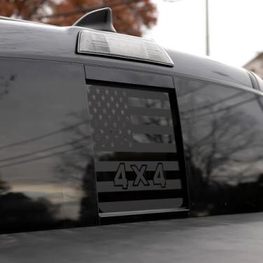 Imagem de smnuxwm Decalque de bandeira americana para janela traseira média para Tacoma 2005-2023 4x4 caminhonete traseira centro janela deslizante vidro bandeira dos EUA adesivo de vinil acessórios exteriores