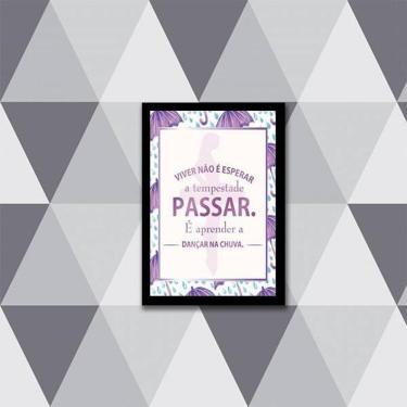 Imagem de Quadro Viver É Aprender A Dançar Na Chuva 33X24Cm Preta