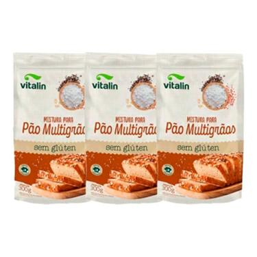 Imagem de Kit 3X: Mistura para Pão Multigrãos Sem Glúten Vitalin 300g