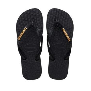 Imagem de Chinelo Feminino Havaianas Top Logo Metal 4127244 Preto-Feminino