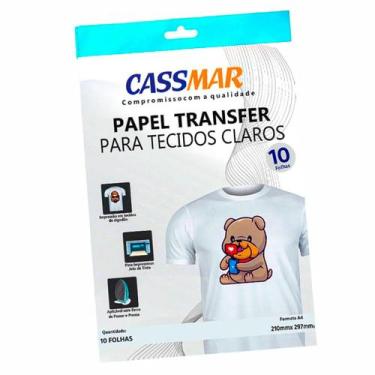 Imagem de Papel Transfer Jato De Tinta A4 Tecidos Claros 150gm² 10fls Cassmar 10