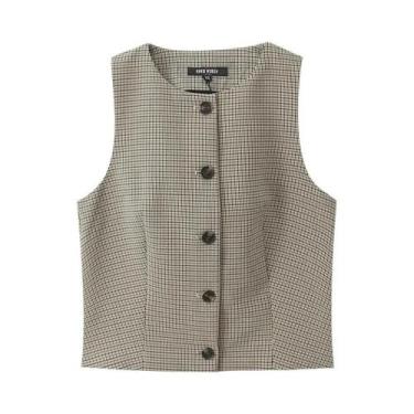 Imagem de Conjunto Feminino Xadrez De Duas Peças: Blusa Regata Gola O E Calça Re