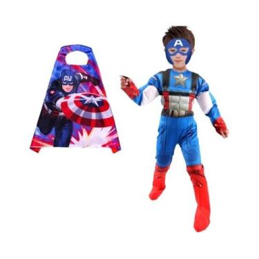 Imagem de Fantasia Deluxe Do Capitão América Para Meninos Com Máscara E Capa Par