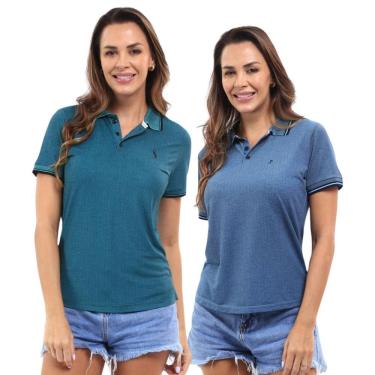 Imagem de Kit 2 Camisa Polo Feminina Piquet Viscose Casual