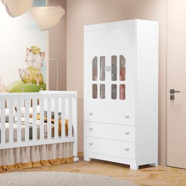 Imagem de Guarda-roupa para Quarto de Bebê 2 Portas Katatau Branco Fosco