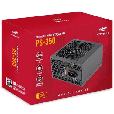 Imagem de Fonte ATX 350W PS-350BK Preta C3 TECH sem Cabo