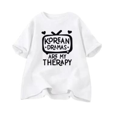 Imagem de Camiseta Feminina De Drama Coreano, Manga Curta, Casual, Estilo K-Dram