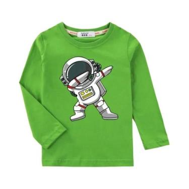 Imagem de Camiseta Infantil De Algodão Com Desenho De Astronauta, Manga Comprida
