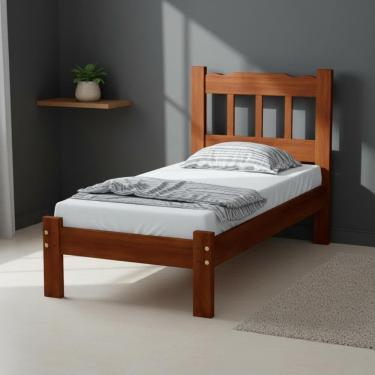 Imagem de Cama Com Colchão Solteiro Madeira Maciça Reforçada