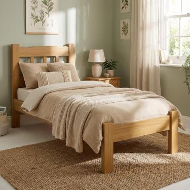 Imagem de Cama Solteiro Madeira Maciça Resistente Nogueira
