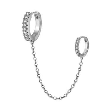 Imagem de Conjunto De Brincos De Argola Dupla Em Aço Inoxidável Com Zircônia, Pi