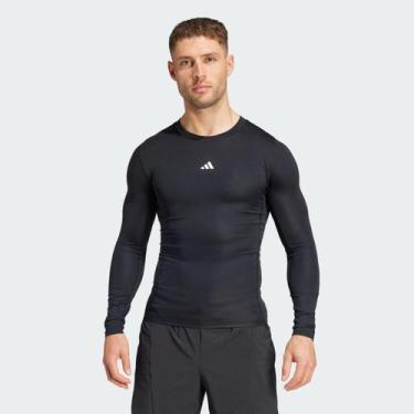 Imagem de Camiseta Adidas Manga Longa Techfit Masculina, Preto, M