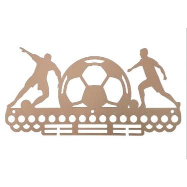Imagem de Porta Medalha F031 para Futebol com Suporte para 5 Chaves e Corte a Laser MDF Natural T...