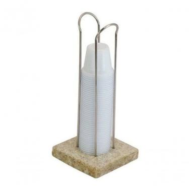 Imagem de Porta Copo Dispenser de Mesa em Granito para Copos de Cafe Organizador Inox Higipack
