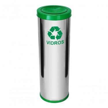 Imagem de Lixeira em Aço Inox com Tampa Meia Esfera Pintada 30 Litros 30L Abertura Superior Discreta Inox Higipack