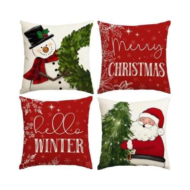 Imagem de Capa De Almofada Azul De Natal Com Impressão Em Um Lado Para Sofás De 