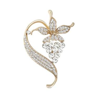 Imagem de Broche De Luxo Feminino Com Strass Em Formato De Uva E Pérolas, Acessó