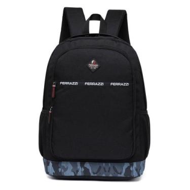 Imagem de Mochila Escolar Ferrazzi Impermeável Reforçada Detalhes Camuflado Viag