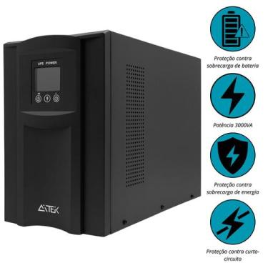 Imagem de NoBreak Senoidal Puro 3000VA 110V Aitek ANBBE3000P  2100W, Dupla Conve