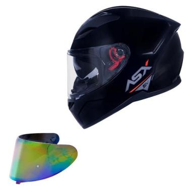 Imagem de Capacete Asx City SV Preto Brilho Oculos + Viseira Camaleão, Preto Bri
