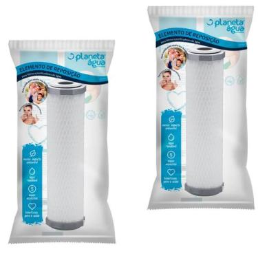Imagem de Kit com 02 Peças Refil Planeta Água Carbon Tech 9 ¾ para Filtros BBL, 