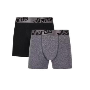 Imagem de  Kit 2 Cuecas Boxer Algodão Allarde, P, Preto, Cinza