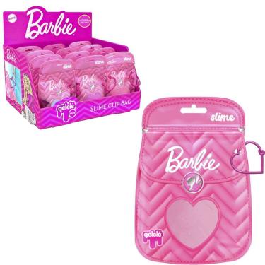 Imagem de Slime Infantil Clip Bag Barbie Rosa Coração com Bolsinha Clip Rosa 180g Gelelé