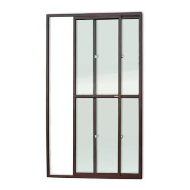 Imagem de Porta de Alumínio Balcão 210x150cm 2 Folhas com Vidro Liso Corten Supe