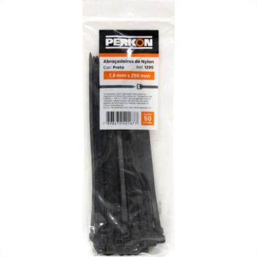 Imagem de Abracadeira Nylon Perkon Preta 7,6X250 50 Pecas 1295